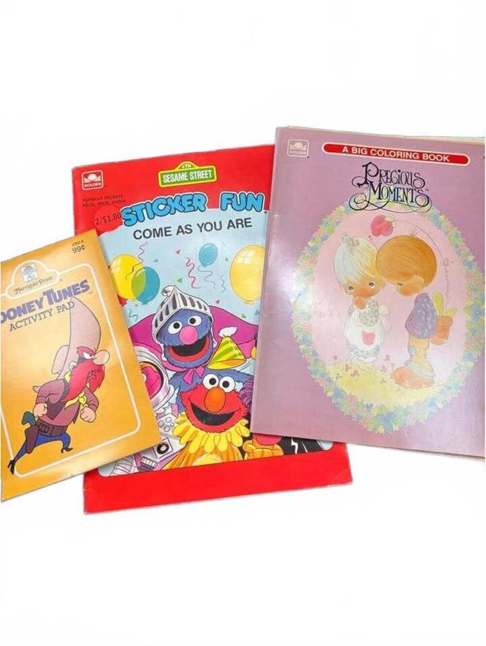 Sesame Street, Precious Moments Coloring Book, Looney Tunes Book Lot Vintage